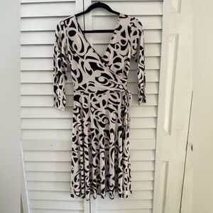 Black and Cream Wrap Dress